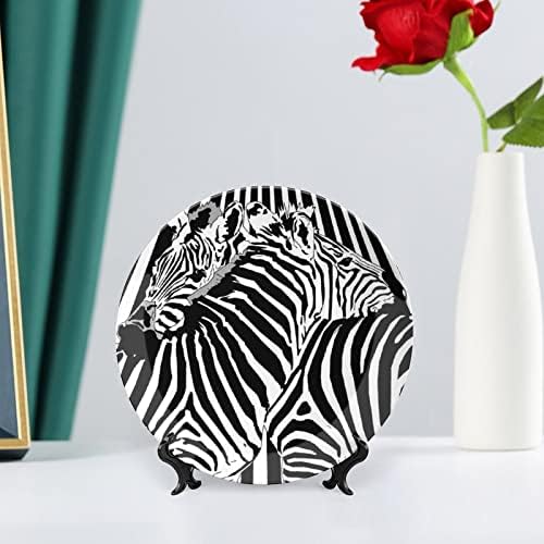 Placa decorativa de cerâmica de zebras de zebras com exibição Stand pendurada no aniversário personalizada casamento
