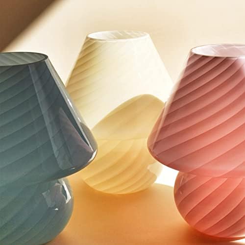 Lâmpada de cogumelo de redemoinho longtn, lâmpadas translúcidas de mesa de vidro à beira do estilo italiano Luz de