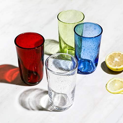 Artesãs de utensílios domésticos integrais Tumblers de vidro soprados à mão, copos de água coloridos de vidro de vidro | Conjunto de 6 copos de bebida |