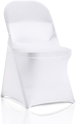 Bricia 6 PCs Branco Spandex Slipcovers de cadeira dobrável, cadeira de cadeira de jantar Chaves de cadeira de cadeira de cadeira protetor para casamento, banquete e festa