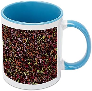 Números coloridos caneca de café em cerâmica com cor dentro e manusear xícara de chá para homens homens azuis