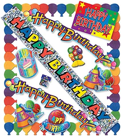 Beistle Decorações coloridas suprimentos de 11 peças Rainbow Party Birthday Party Kit, Tamanho único, multicolorido