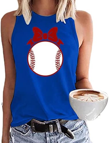 Tanque de beisebol tampas femininas letra engraçada Camisa gráfica de beisebol de verão sem mangas de gestão de beisebol de beisebol camisa de presentes