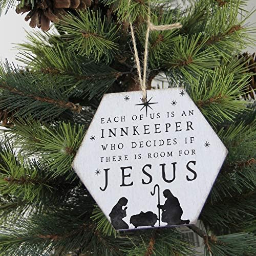 Simplesmente disse, inc. Todos decidimos se há espaço para Jesus - 4,5 x 6,88 em Wooden Christmas Tree Ornament Orh1135