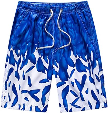 Men havaiano shorts de praia casual shorts leves shorts bolsos de calça de natação de estampa de xadrez azul -quente rápido