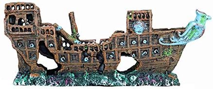 Decorações de tanques de peixe Moneyn, decorações de aquário, paisagismo de naufrágio de navios piratas resinados