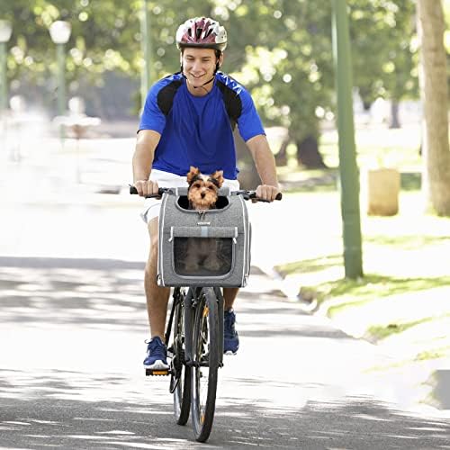 Cesta de bicicletas de cachorro da Babeyer, mochila expansível de transportadora de animais macios com 4 portas abertas, 4