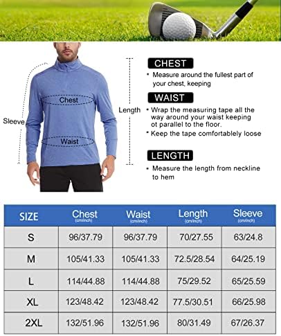 Meetyoo Quarter Zip Pullover Men, Golf de camisa de pólo de manga longa, 1/4 de proteção solar de 1/4 de seca upf 50+