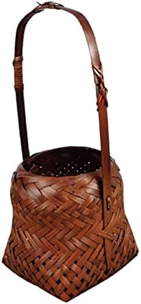 Homoyoyo 1 PC Vintage Bamboo Handheld Flower Basket Decoration for Home Basket for Fruit Wicker Storage Basking Bamboo Flor