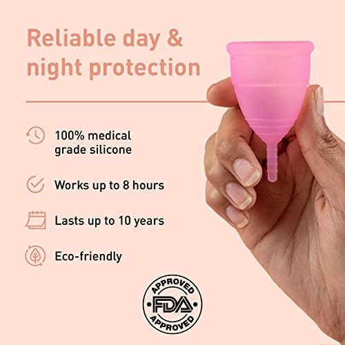 Sirona reutilizável copo menstrual - tamanho médio com bolsa, mini lavagem íntima 15 ml e lavagem de copo 15ml | Xícara de período