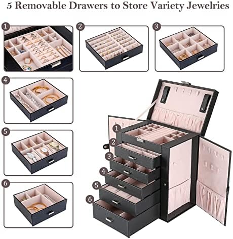 Procase 12 slots Óculos de sol Caixa de caixa organizadora pacote com 6 camadas Caixa de organizador de jóias grandes