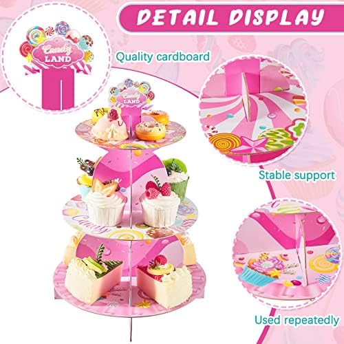 2 PCs Decorações de Party Candyland Party 3 Cupcake Decorações de Candyland Decorações Pink Cupcake Stand Candyland Candyboard Cupcake Titular Candy Stand Stand para Sweet Birthday Baby Shower Party Party Party Party Party Party Party Party Party Party Party Party Party Party Party Party Party