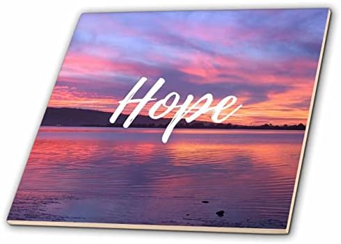 Imagem 3drose de um céu de sol azul, roxo, laranja e rosa com a palavra esperança - azulejos