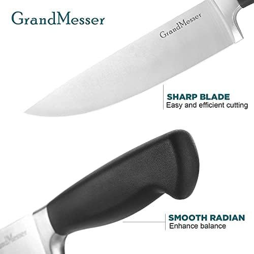 Faca chef de avó, faca de cozinha de 8 polegadas, faca de cozinha de aço inoxidável de carbono com maçaneta ergonômica e apontador, cortando faca para uso profissional
