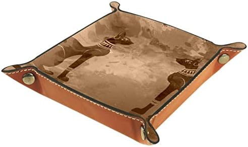 Papiro com gatos egípcios negros Caixa de armazenamento Bandeja de mesa de mesa Alterar a carteira de caixa de moeda de caixa