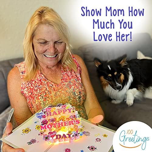 Lights & Music Pop Up Mothers Day Card - Sings Mamma Mia - Cartão do Dia das Mães para a esposa, Happy Mothers Day Card do
