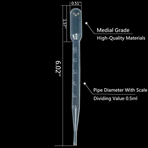 100pcs Pipetas de transferência descartáveis ​​plásticas - 3ml Plástico calibrado Grootper de olhos graduados adequado para transferência de brilho labial Experiência de laboratório científica de óleos essenciais