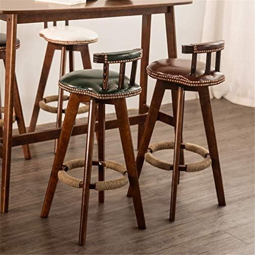 Simplicidade criativa Atmosfera simples cadeira de frente retro, de madeira de madeira criativa pedal de pedal rotativo Stool salão Lounge Club High Stool Clothing Store Restaurant Stool Non Slip Seat, LSXYSP, 4, 7337C