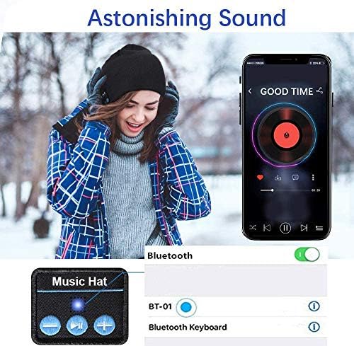 Bluetooth Beanie Hat Men Mulheres Presentes, Bluetooth 5.0 Música sem fio gorro com microfone embutido destacável, presentes de ideias para homens/mulheres Esportes ao ar livre Dia dos namorados