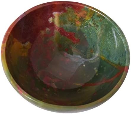 Bloodstone Crystal Bowl Hand esculpido Reiki Gerador de energia Stones de 2 polegadas