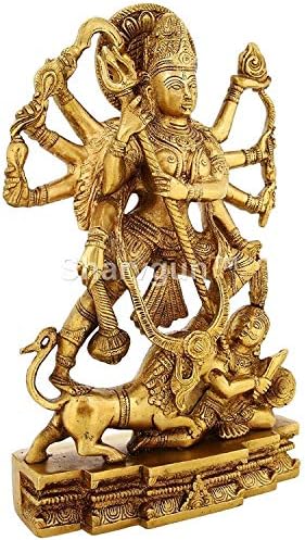 Escultura de Brass Sharvgun em pé deusa Durga Dom religioso hindu 11,5 polegadas, peso 3,9 kg