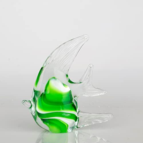 Vskikris Green Hand soprado Glass Tropical Figurines Strips Glass Fish Sculpture Collection for Home Decor Tank Aquarium