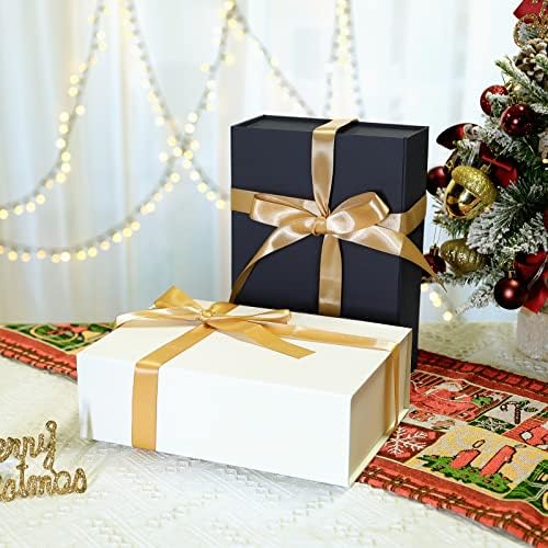 Caixa de presente Sennaux 6pack 11*8*3,5 polegadas Boxs de presente com caixa de embalagem de fechamento magnético da tampa Caixa decorativa com fita para o Natal, Dia das Mães, Dia dos Pais, Aniversários, Presentes de Noivas, Casamentos