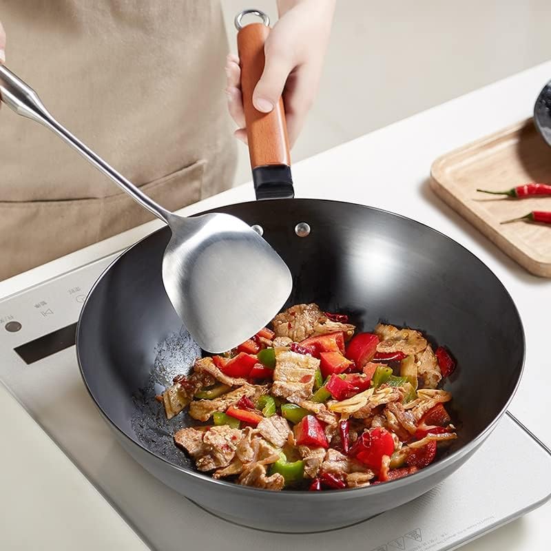 Cxdtbh ferro wok tradicional artesanal wok pan pan não-bastão indução e panela a gás panelas de panela