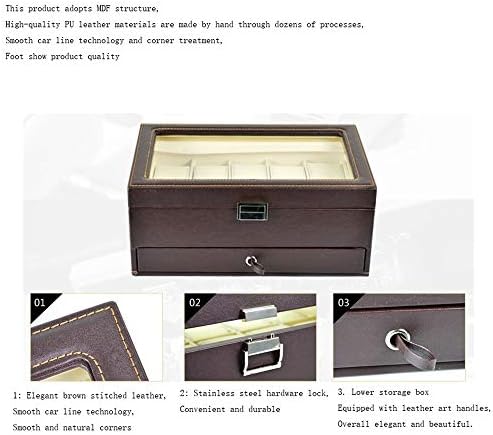 Caixa de jóias UxzDX CuJux - Caixa de relógio de couro Caixa de armazenamento Caixa de coleta de jóias