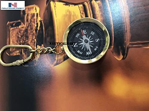 NAUTICALMART Pocket Compass Keychain Acessório para camping, caminhada, direção de navegação Mini Brass Compass Birthday Gift, Baptism Gift