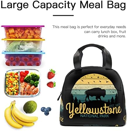 Parque Nacional de Yellowstone Wyoming Buffalo Bison Bison Vintage Lunch Boga Portátil Termal Cooler Tote Saco com bolsas