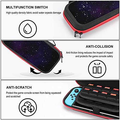 Caixa de transporte para Nintendo Switch Case Starry Night Noite à prova de choque dura Tampa de proteção de protetor com 20 slots de cartas de jogo, bolso interno para Joy-Con & Acessórios