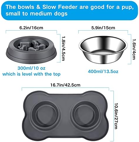 Tigelas de cães Oastro-alimentador lento, alimentos e tigelas de água com silicone não esquiador não esquiador Mat anti-chagante