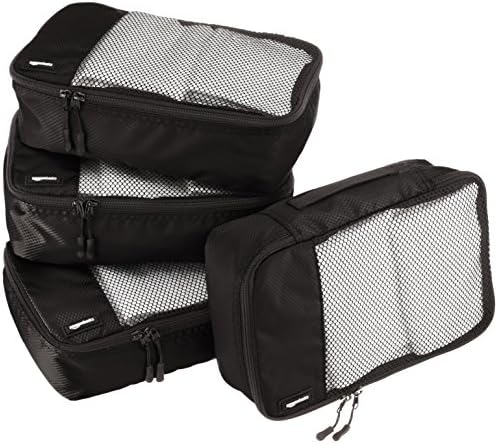 Basics Small Packing Travel Organizer Cubes Set, preto - conjunto de 4 peças