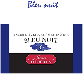 Jacques Herbin - Ref 13019T - tinta para canetas e canetas de rollerball - Bleu Nuit - 30 ml com uma garrafa com descanso