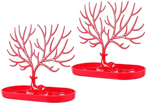 Colar de colar de vorcool Stand 2pcs jóias vermelhas árvores de árvore de árvore organizadora Brinco de colar de