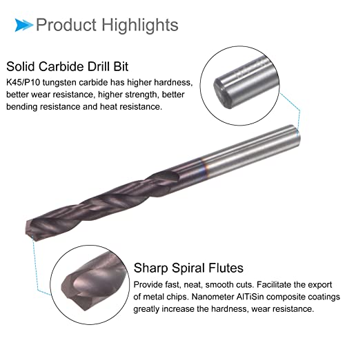 Bit de broca de carboneto sólido de cocud, diâmetro de 3,6 mm, altisin revestido com K45/p10 tungstênio bits de broca de tunção de tungstênio -, 1 peça