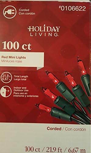 Living de férias 100 Conte mini luzes de Natal, vermelho, interno / externo