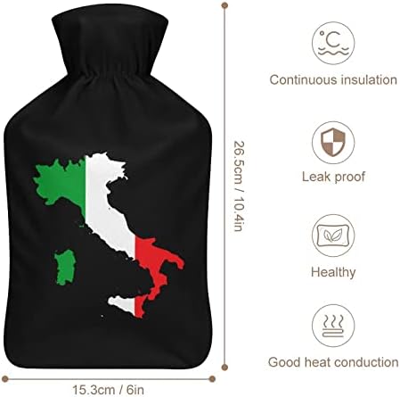 Bandeira do mapa italiano Bandro de água quente de borracha com tampa de pelúcia portátil de proteção de injeção