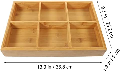 Bandeja de servir de madeira upkoch com 6 compartimentos divididos pratos alimentares quadrados lanches lanches bandeja