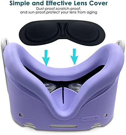 Conjunto de capa de silicone manluu compatível para missão 2 VR Controlador de toque da lente da lente da lente da haste da tampa da alça de aderência Case de proteção compatível com Oculus Quest2 Acessórios