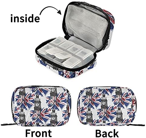 British Big Ben Pill Case Bag Pill Organizer Box com zíper portátil suplementos vitamínicos Caso de medicina para
