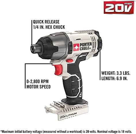 Porter-Cable 20V Max Power Tool Combo Kit, ferramenta elétrica sem fio de 6 tools com 2 baterias e carregador