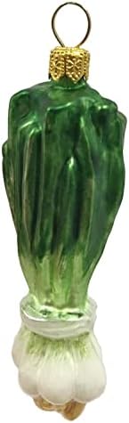 Green Ocalion Scallion Glass Christmas Ornament Alument Comida Conjunto de 2