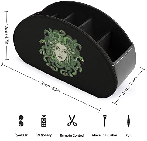 Medusa Myth Myth Creature Remote Control titular com 5 Compartamentos PU Couro Multifuncional de Armazenamento Caddy Caixa de Desktop