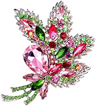 Grandes mulheres elegantes coloras austríacas de cristal de cristal folhas de buquê de broche para mulheres pinos de