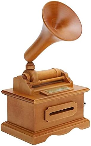 Caixa de música da caixa de madeira ZGJHFF Caixa de música gramofones Vintage Hand Crank Caixa musical Bankerina Diy