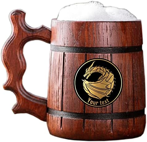 MHW Crimson Fatalis Wooden Beer Caneca. Caneca de cerveja MHW personalizada. Gamer caneca tanque. Presente para ele.
