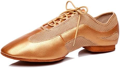 Minishion Men's Latin Ballroom Lace-up Mesh respirável Sapatos de dança de esporte sintético L400