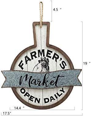 Mercado do Farloft Farmer's Aberto de madeira diária e placas circulares de metal | Rústica da fazenda Cozinha Placa
